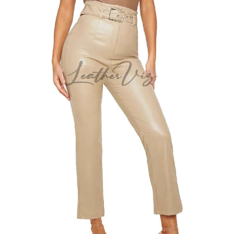 HIGH WAIST WOMEN LEATHER TROUSERS Trousers Timeless Classic