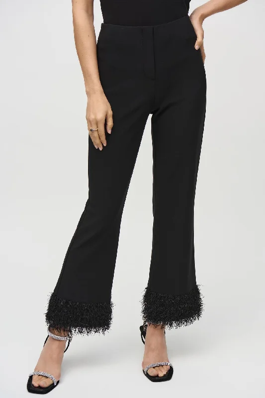 Joseph Ribkoff 244193 Black (11) Silky Knit and Novelty Flared Trousers Trousers Chinos Classic Joseph Ribkoff 244193 Black (11) Silky Knit and Novelty Flared Trousers Trousers Chinos Classic
