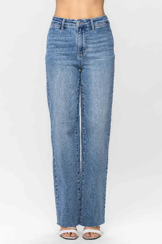 Judy Blue High Waist Raw Hem Trouser Wide Leg Denim 88685 Trousers New Arrival