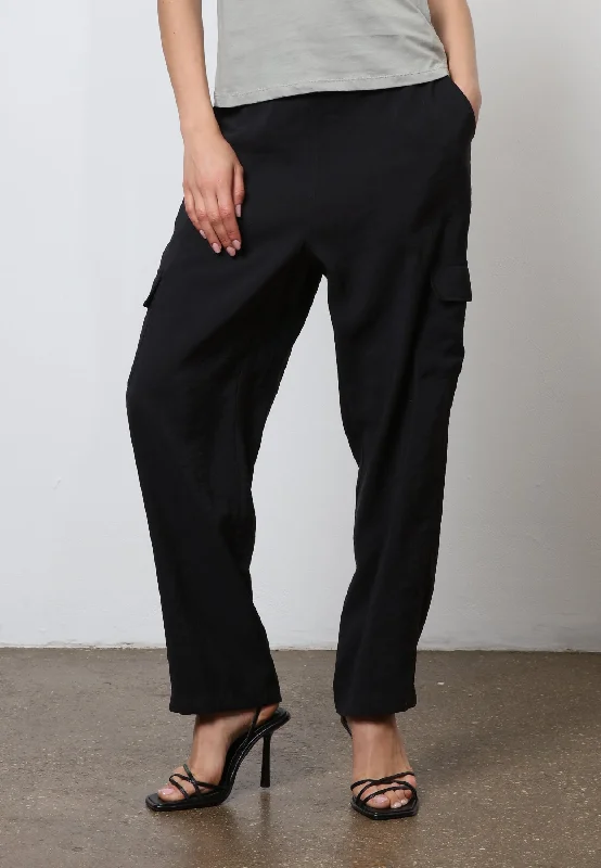 NATURAL TROUSERS BLACK High Waist Slim Fit Ankle Length