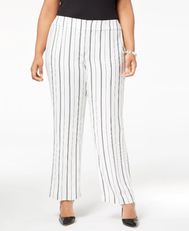 Nine West Plus Size Striped Wide Leg Trousers Trousers Seasonal Trendy