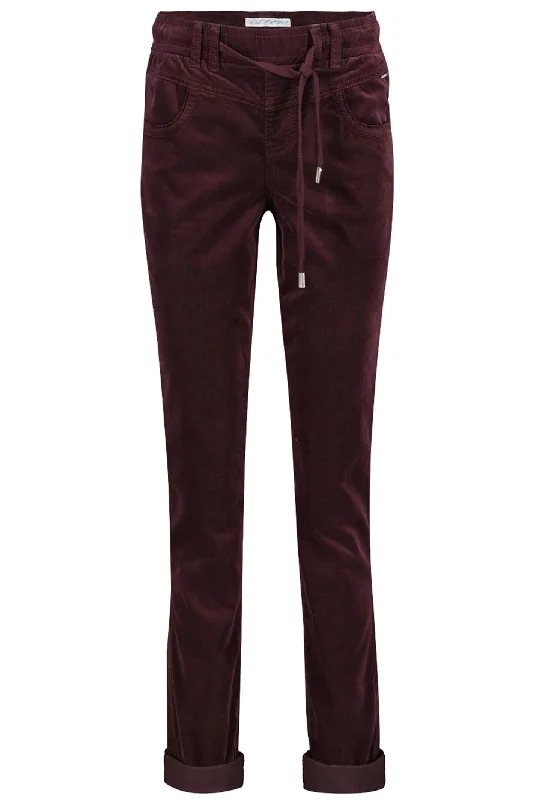 Red Button SRB4322 Tessy Velvet Trousers Burgundy Trousers Solid Black
