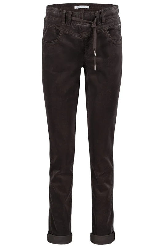Red Button SRB4322 Tessy Velvet Trousers Deep Brown Trousers Harem Relaxed Fit