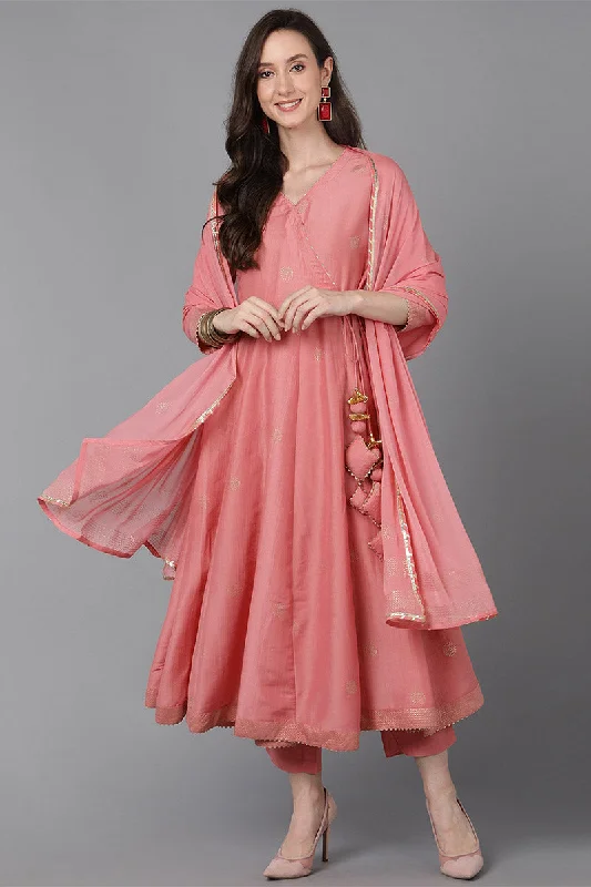 Pink Poly Silk Solid Kurta Trousers With Dupatta Trousers Spring Floral